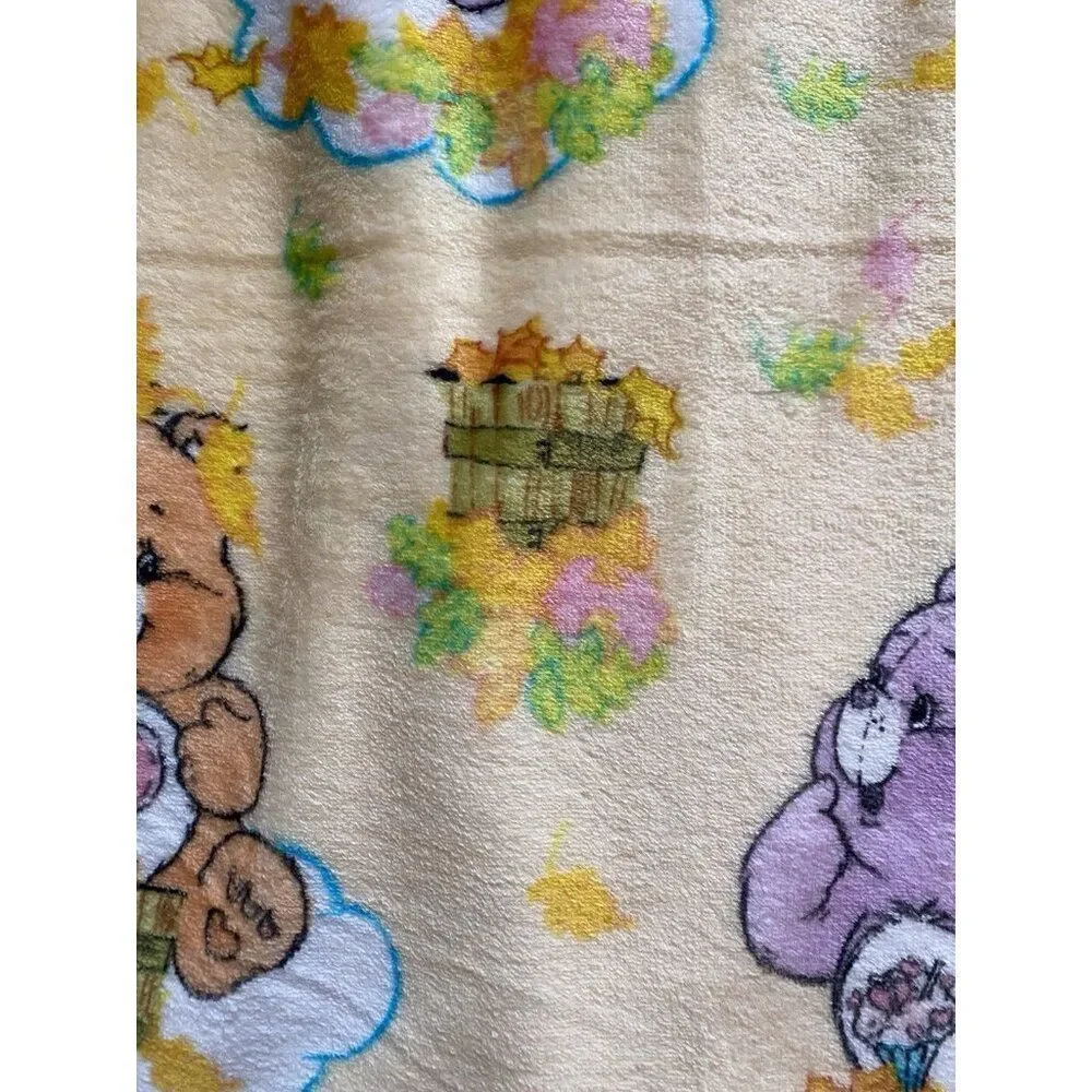 Care Bears Autumn Fall Leaves‎ 60 X 90” TWIN Sz Throw Blanket Yellow NEW
